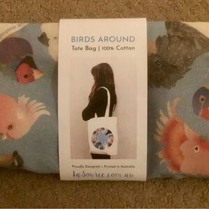 Bird Print Cotton Tote Bag